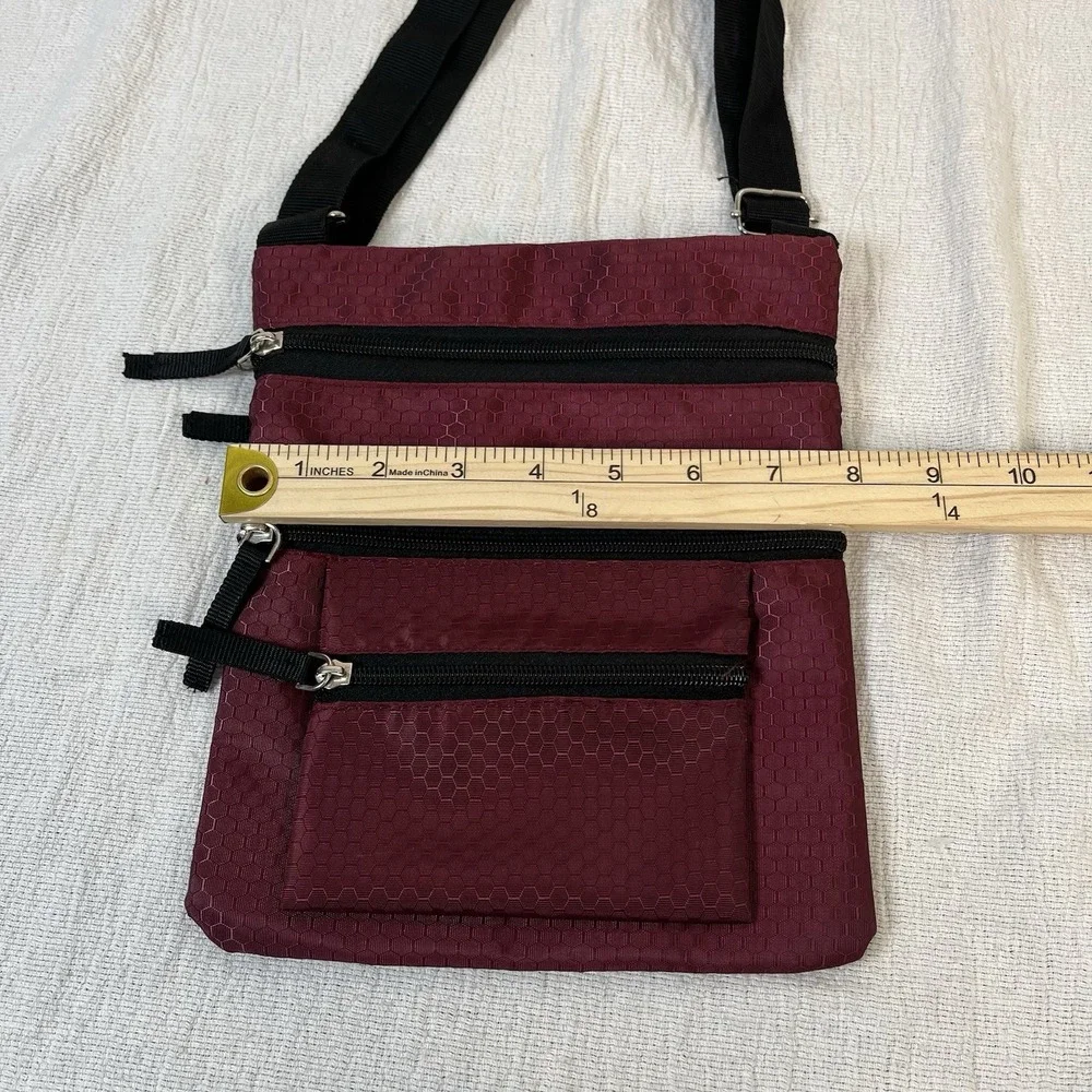 Gold Coast Nylon Crossbody Sling Bag in Burgundy Lightweight Travel Multi Pocket
